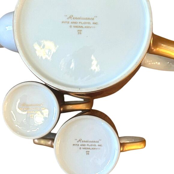 Fitz & Floyd Renaissance 'Cinnabar' Tea/Coffee Pot Sugar and Creamer Set - Picture 5 of 8